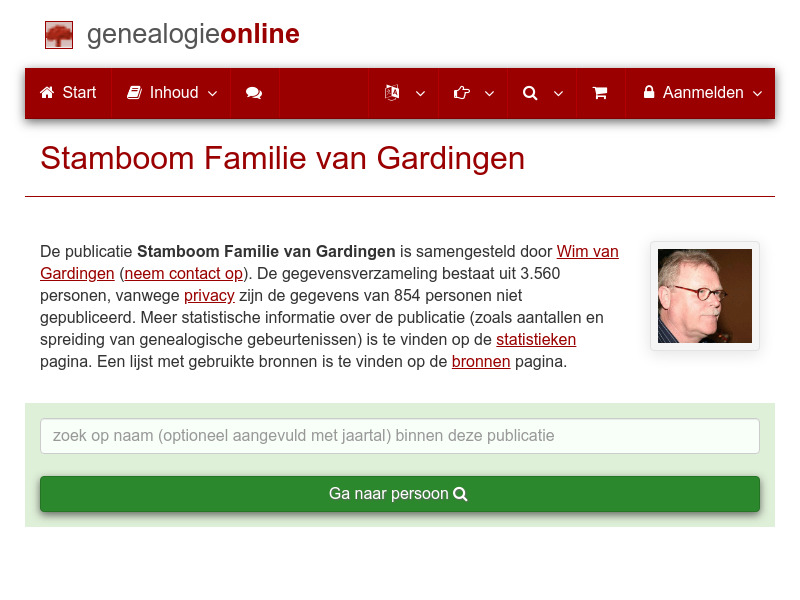 Screenshot van website