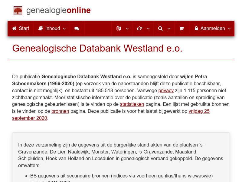 Screenshot van website