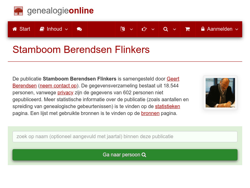 Screenshot van website