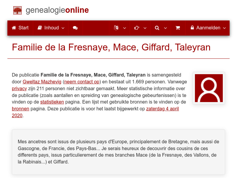 Screenshot van website