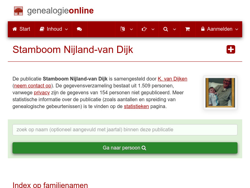 Screenshot van website