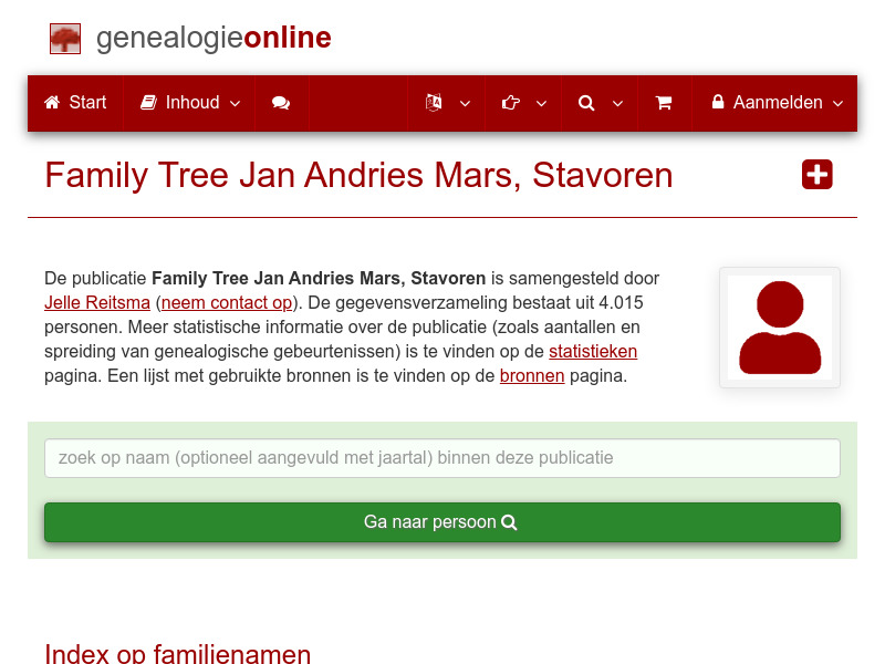 Screenshot van website