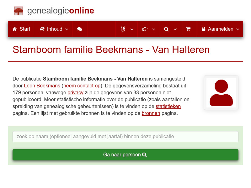 Screenshot van website