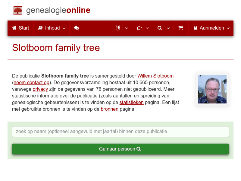 Screenshot van website