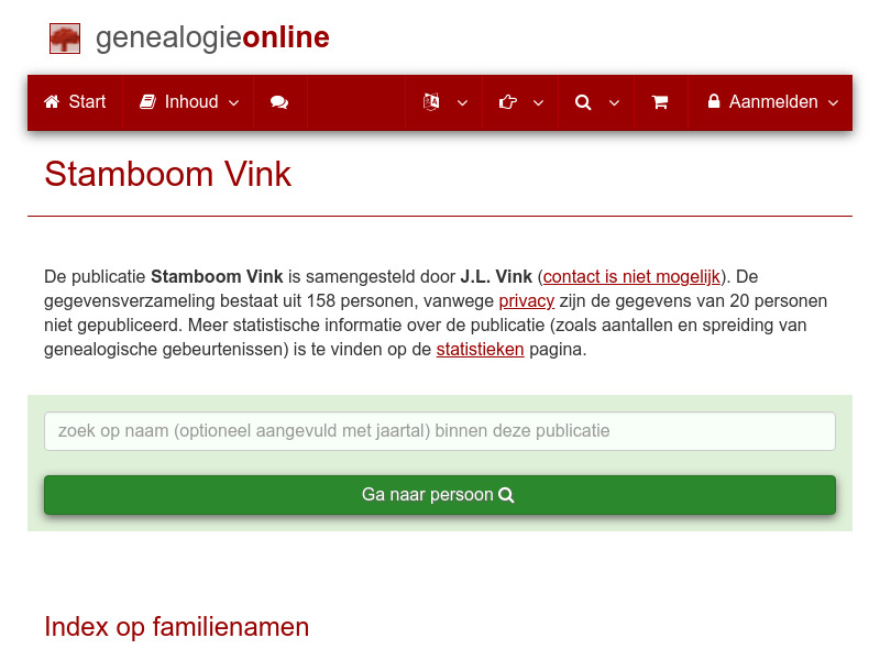 Screenshot van website