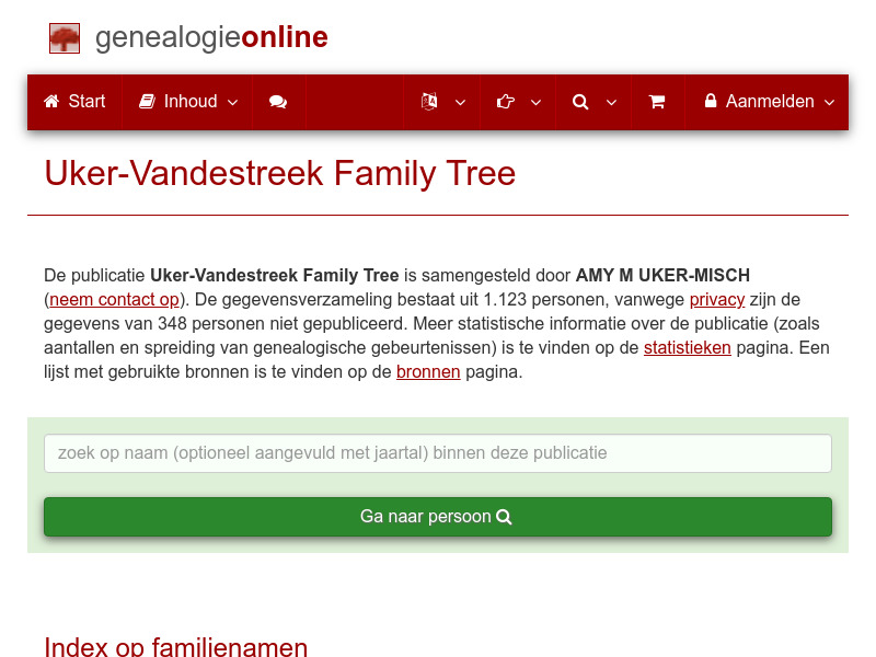 Screenshot van website