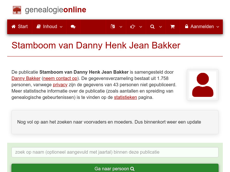 Screenshot van website