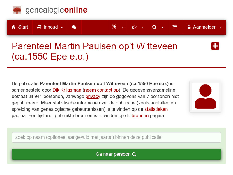 Screenshot van website
