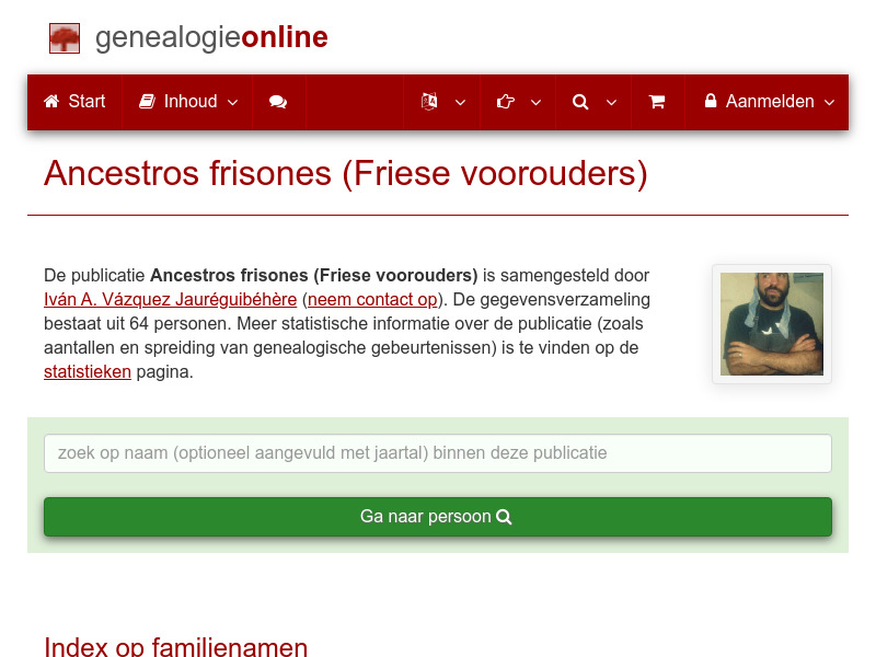 Screenshot van website