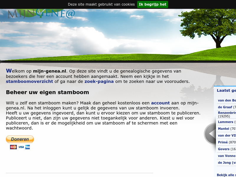 Screenshot van website
