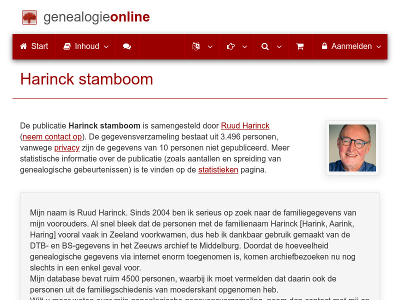 Screenshot van website