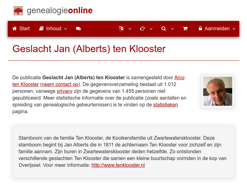 Screenshot van website