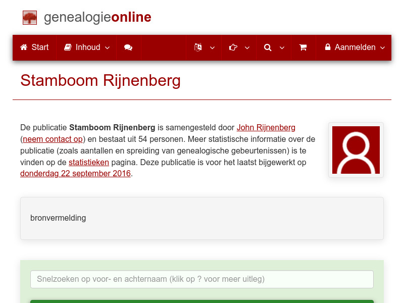 Screenshot van website