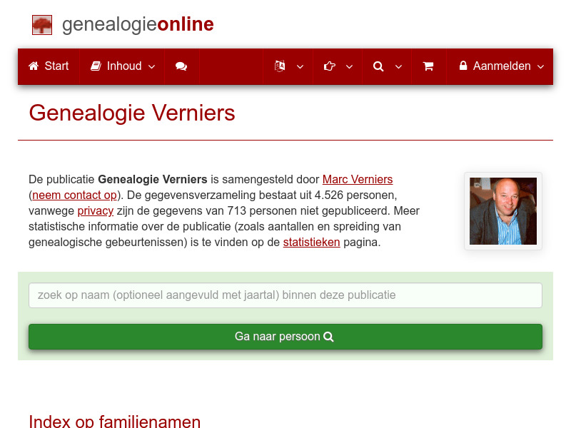 Screenshot van website