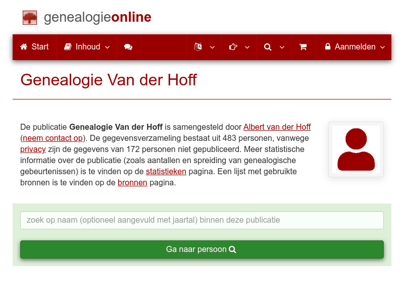 Screenshot van website