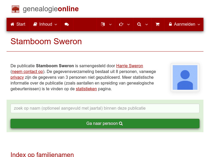 Screenshot van website