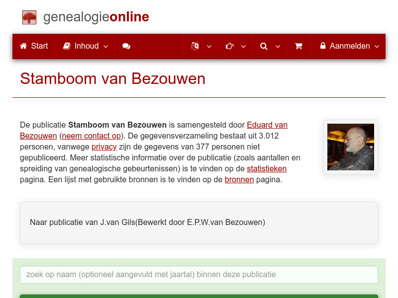 Screenshot van website