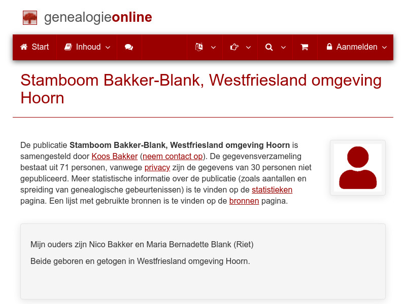 Screenshot van website