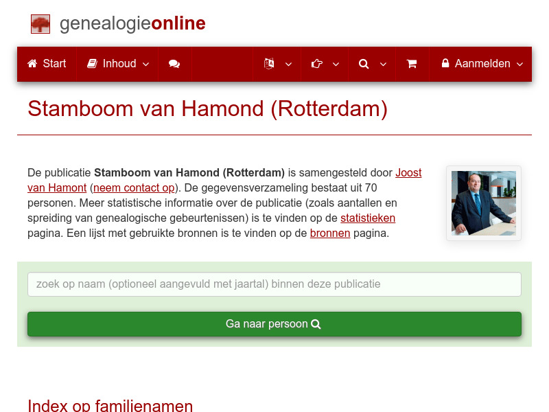 Screenshot van website