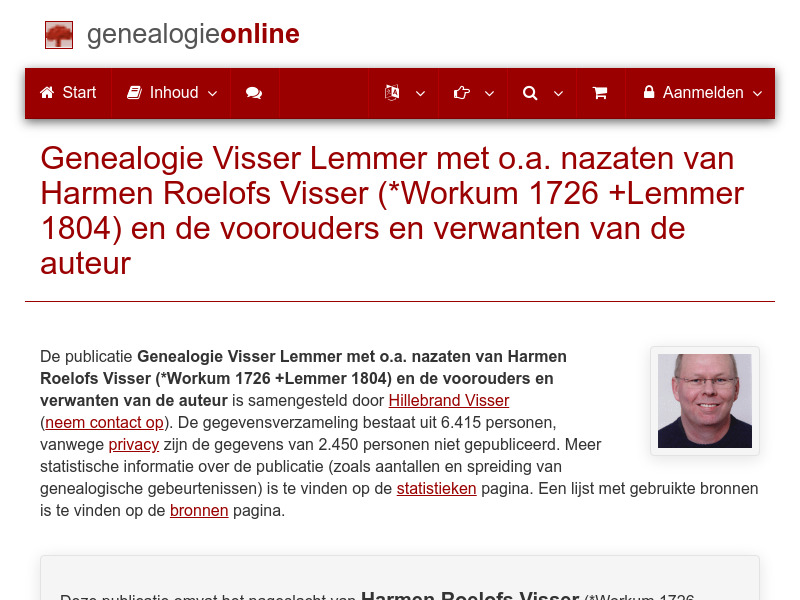 Screenshot van website