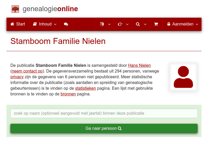 Screenshot van website