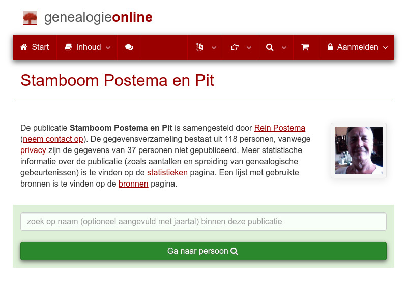 Screenshot van website