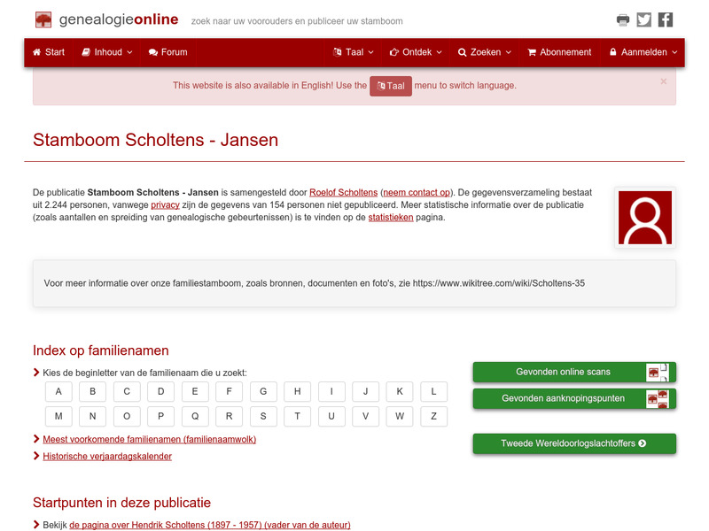 Screenshot van website