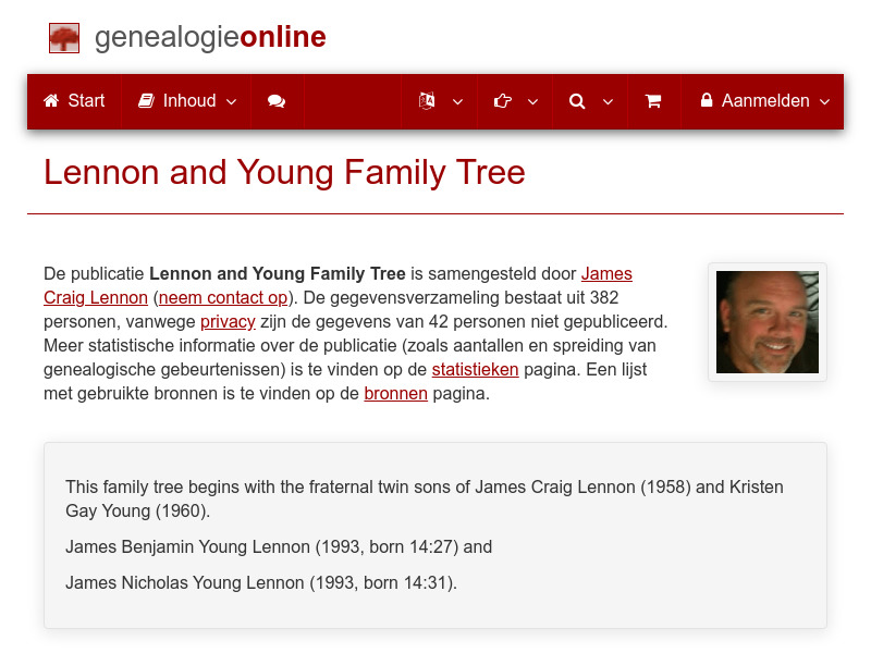 Screenshot van website