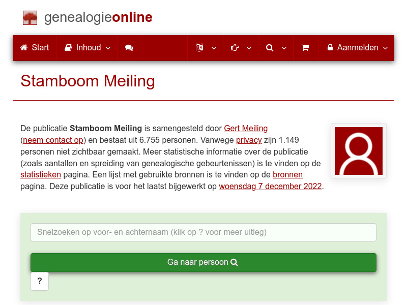 Screenshot van website