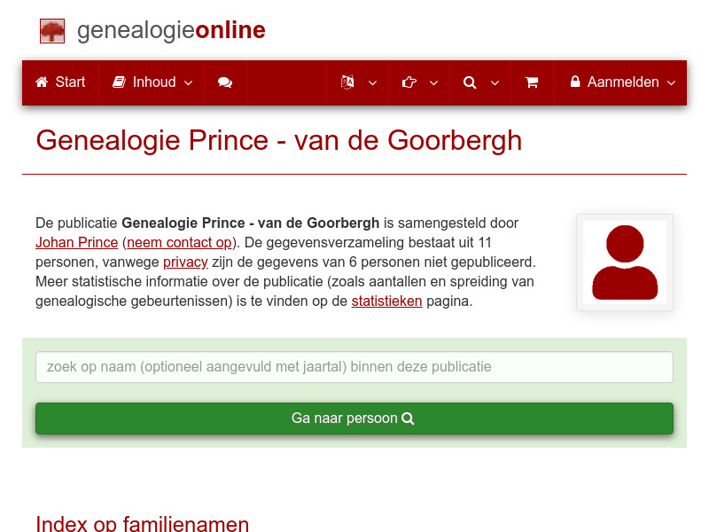 Screenshot van website