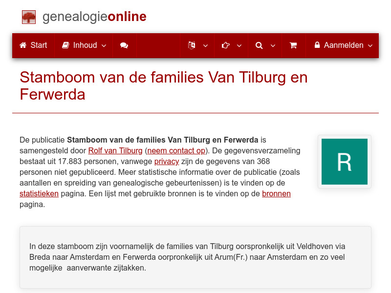 Screenshot van website