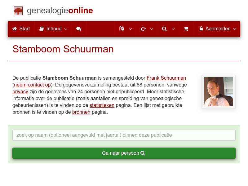 Screenshot van website