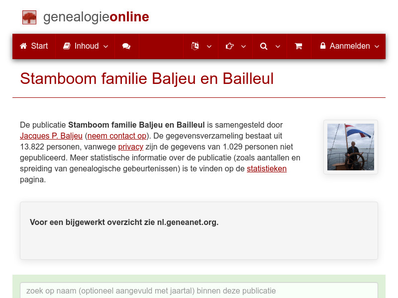 Screenshot van website