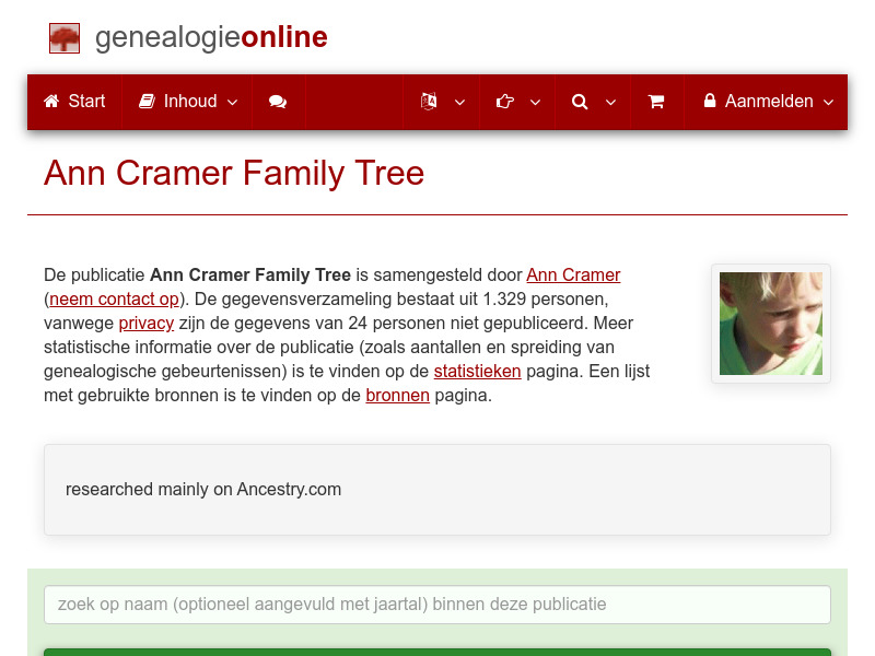 Screenshot van website