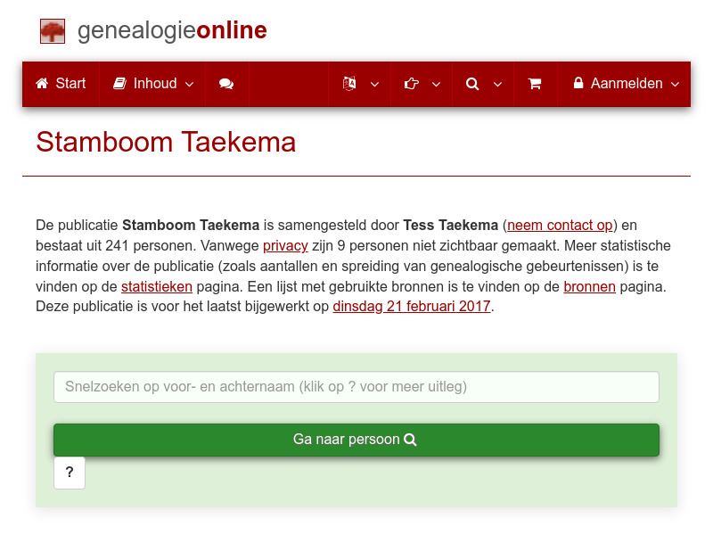 Screenshot van website