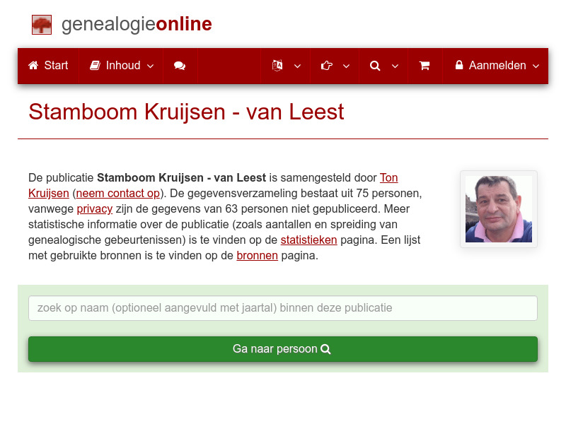 Screenshot van website