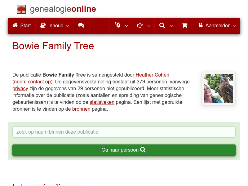 Screenshot van website