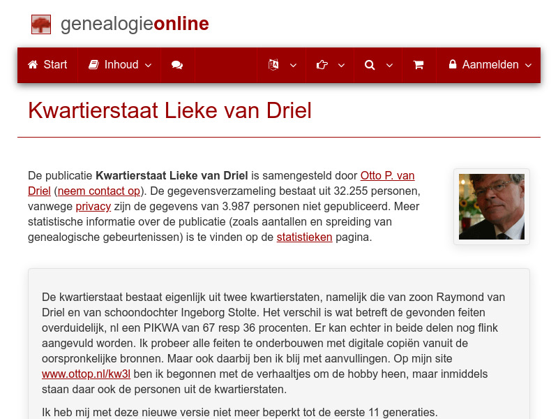Screenshot van website