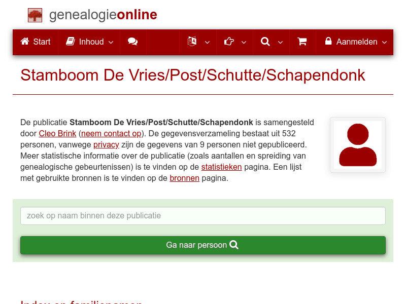 Screenshot van website
