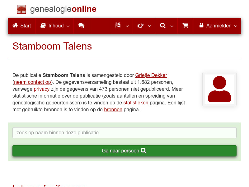 Screenshot van website