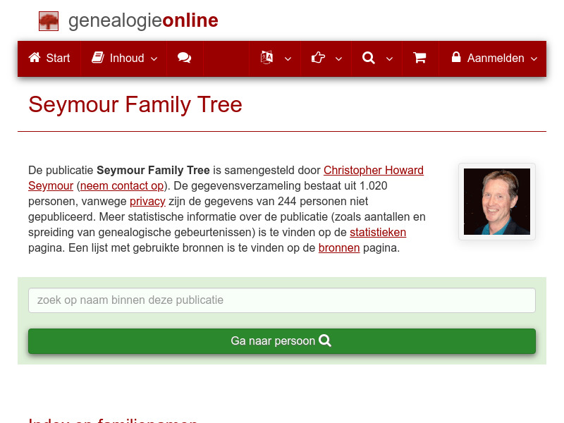 Screenshot van website