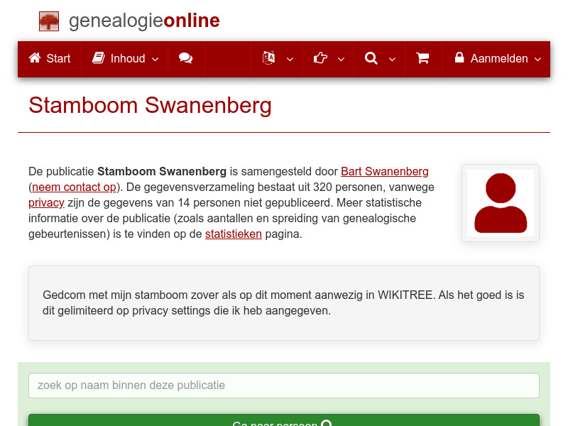 Screenshot van website