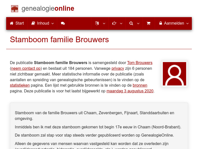 Screenshot van website
