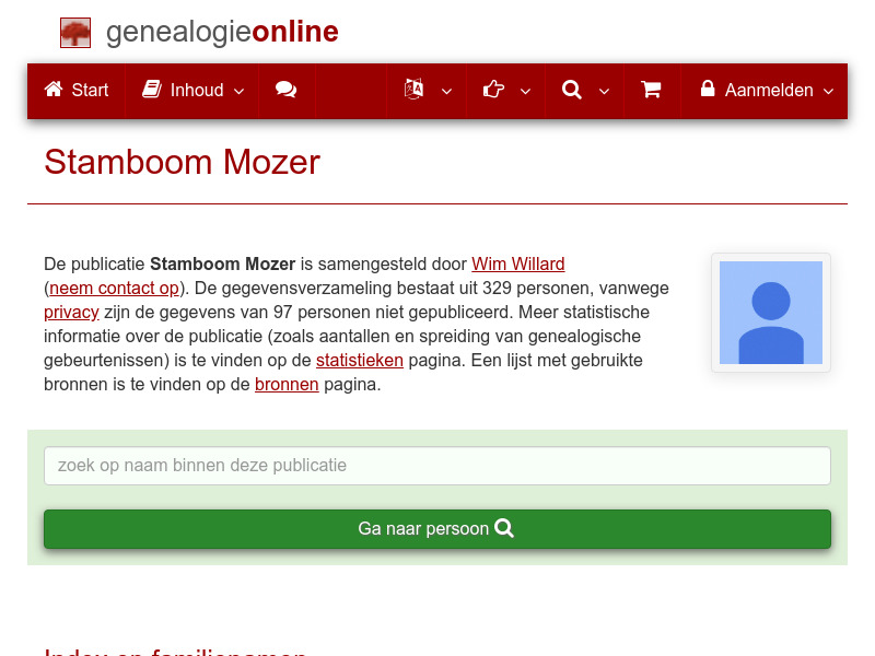 Screenshot van website