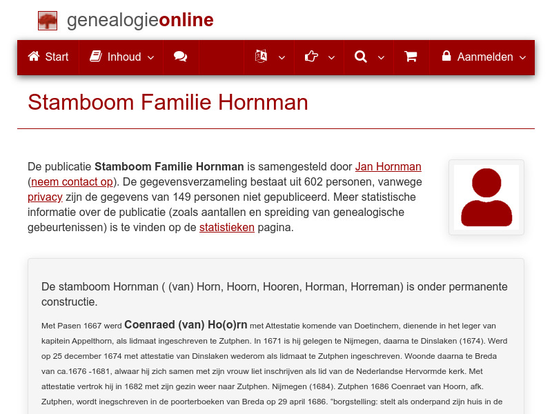 Screenshot van website
