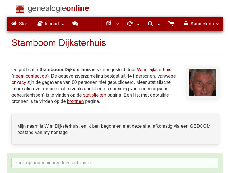 Screenshot van website