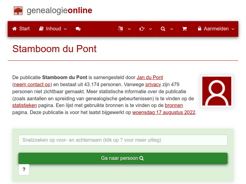 Screenshot van website
