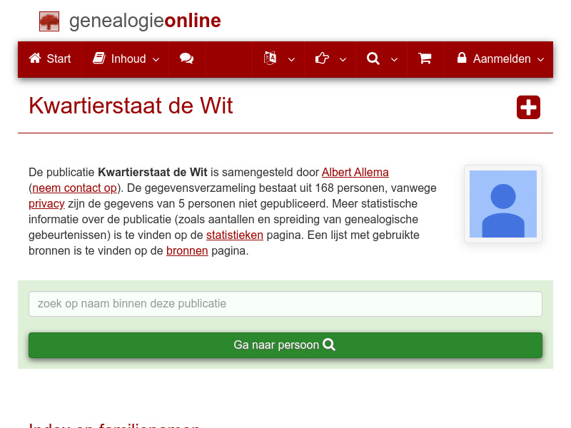 Screenshot van website