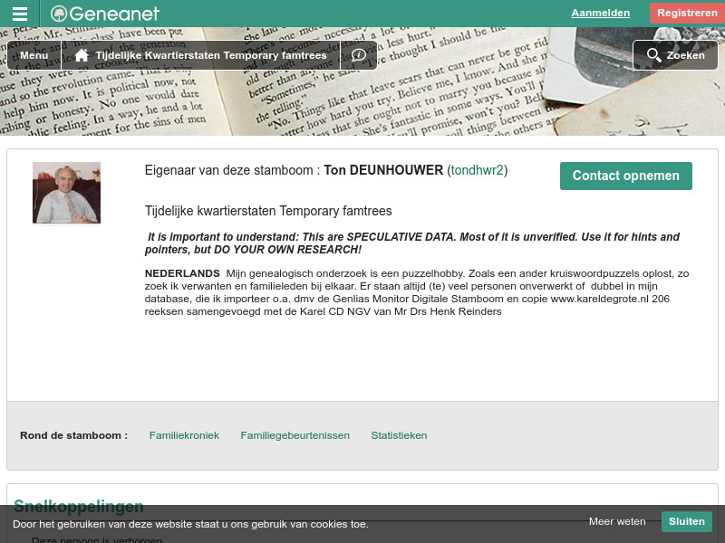 Screenshot van website