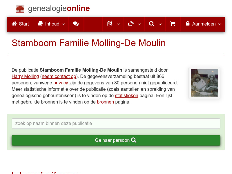 Screenshot van website